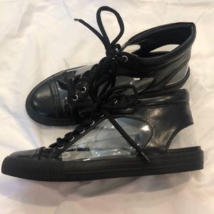 BCBGeneration Black and Clear Tennis Shoes